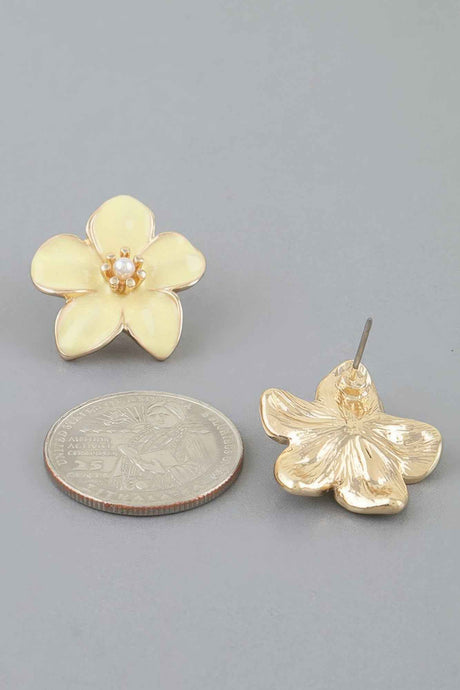 Marble Stone Flower Stud Earrings