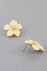 Marble Stone Flower Stud Earrings
