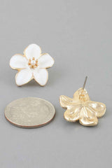 Marble Stone Flower Stud Earrings