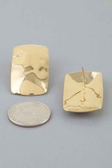 Hammered Cubic Frame Stud Earrings