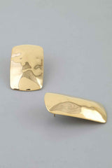 Hammered Cubic Frame Stud Earrings