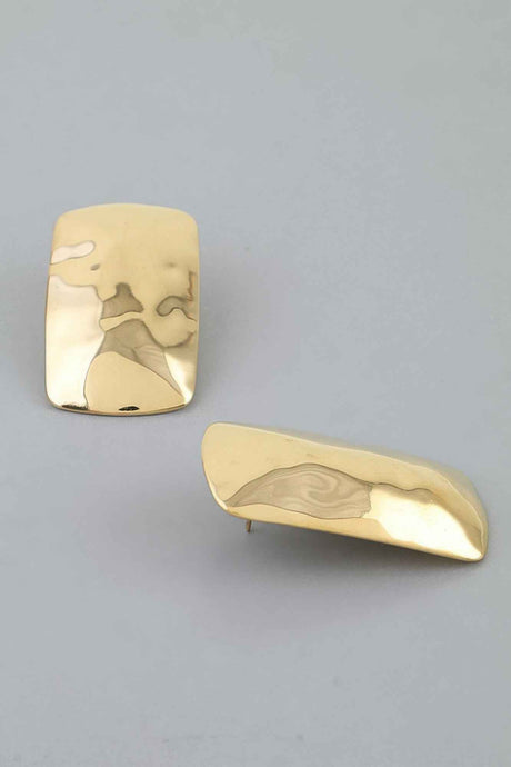 Hammered Cubic Frame Stud Earrings