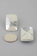 Hammered Cubic Frame Stud Earrings