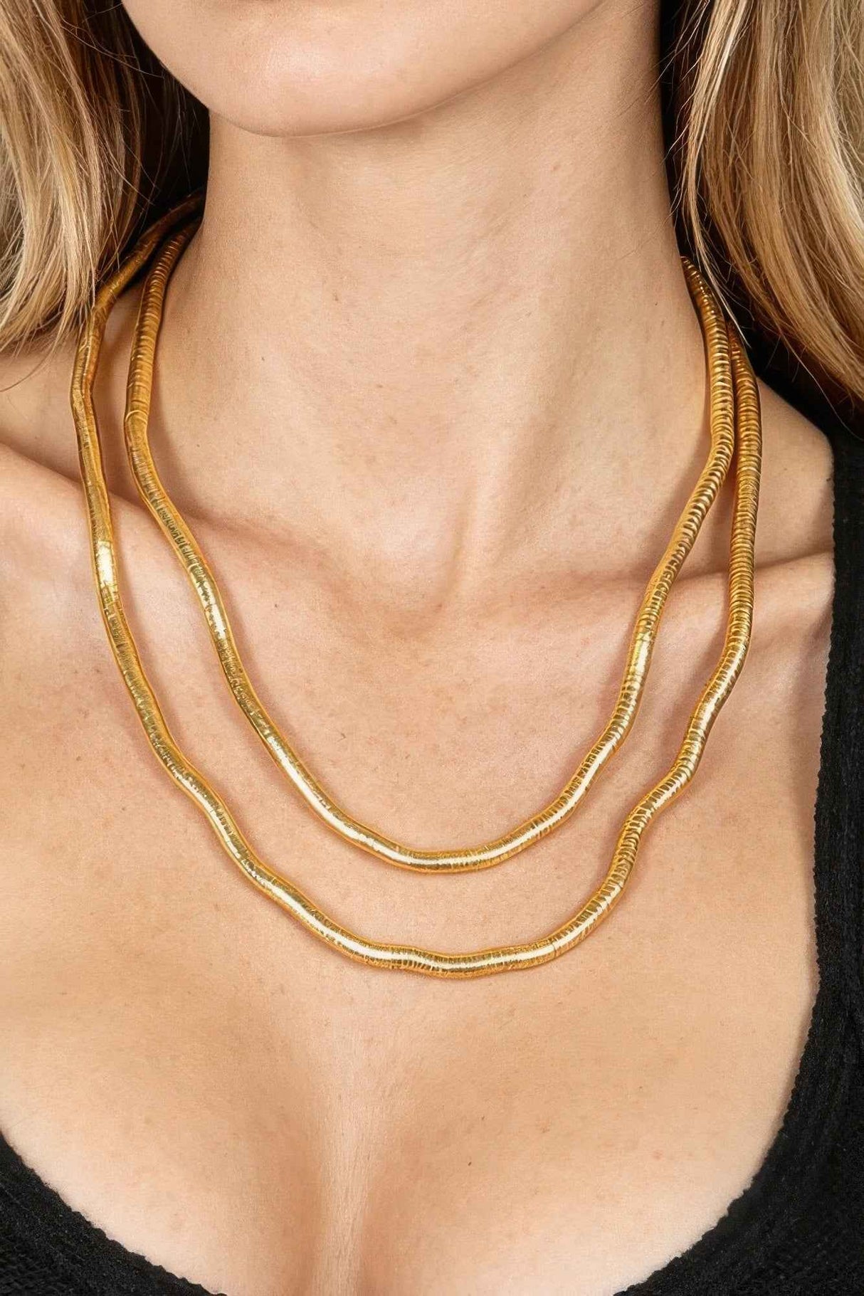 Polished Tube Chain Statement Necklace