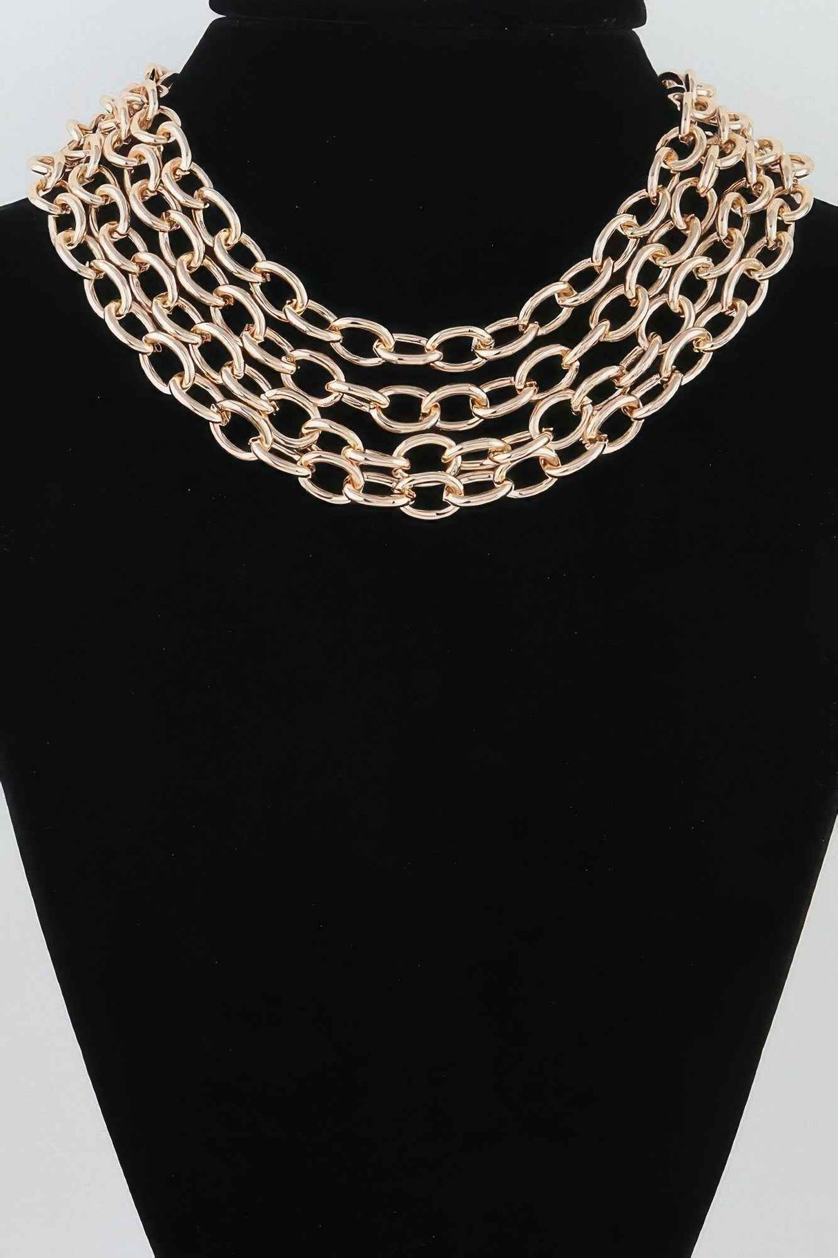 Multi Polished Link Chain Choker Necklace