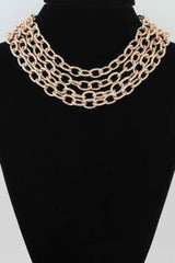 Multi Polished Link Chain Choker Necklace