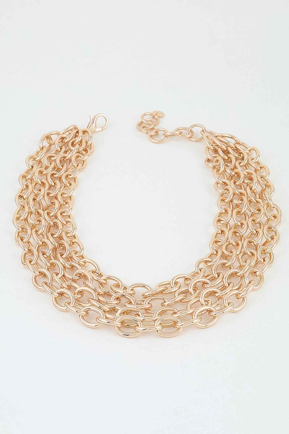 Multi Polished Link Chain Choker Necklace