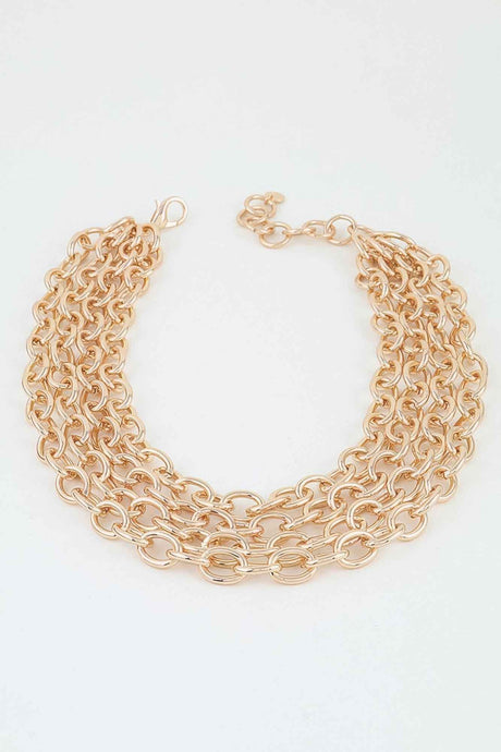 Multi Polished Link Chain Choker Necklace