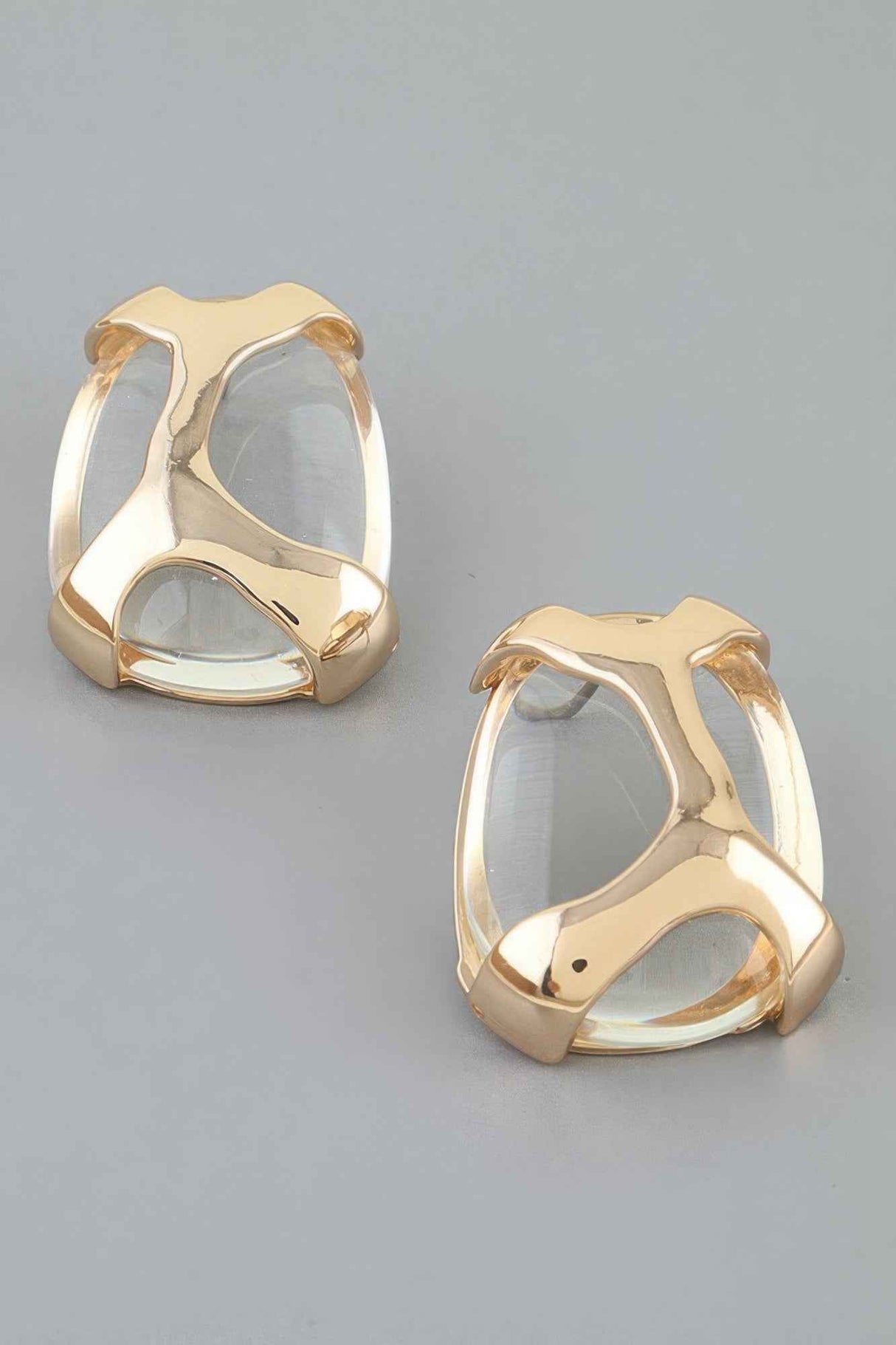 Polished Transparent Stone Earrings