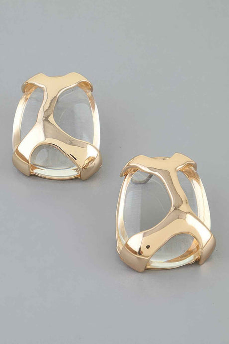Polished Transparent Stone Earrings