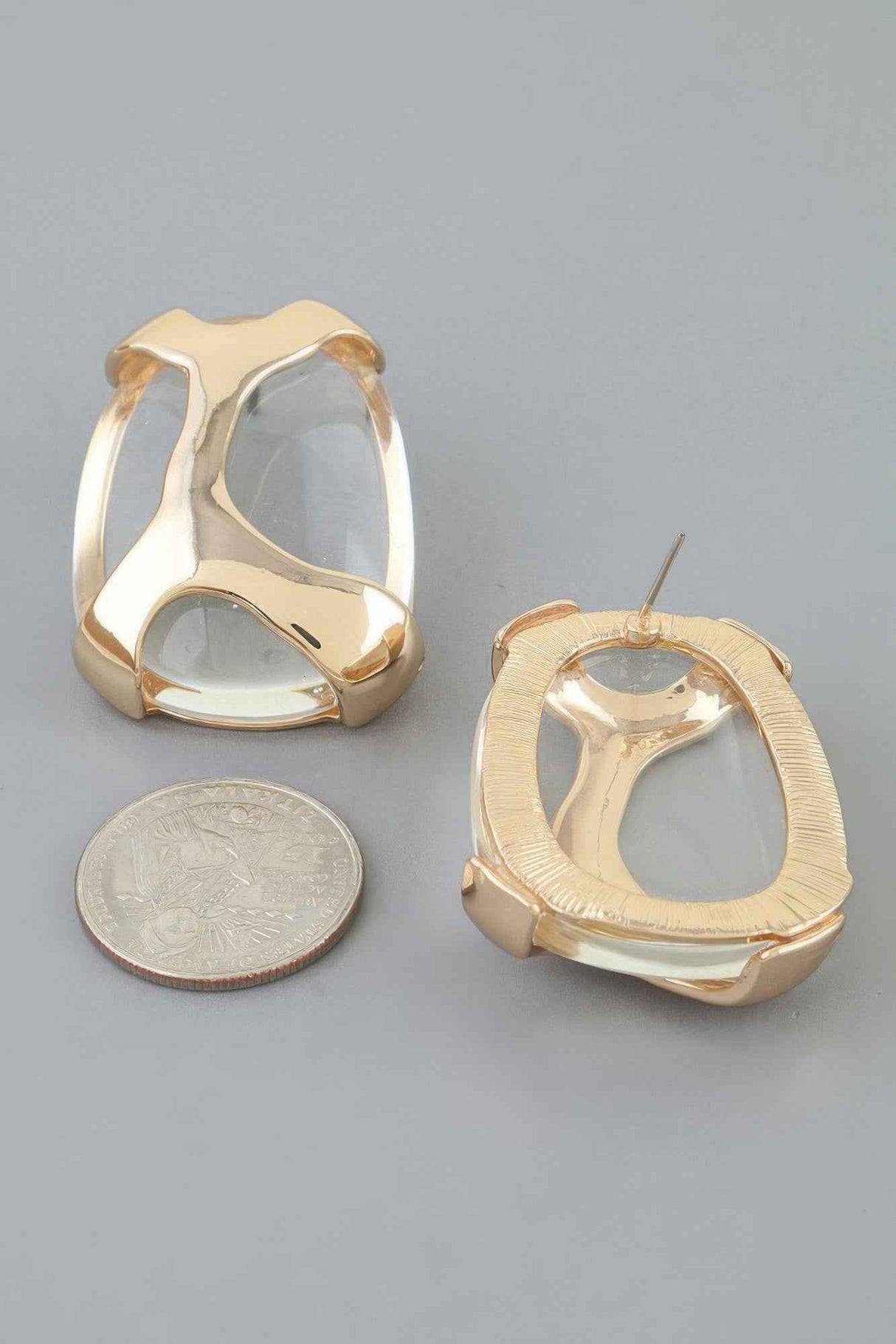 Polished Transparent Stone Earrings