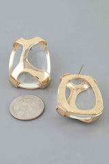 Polished Transparent Stone Earrings