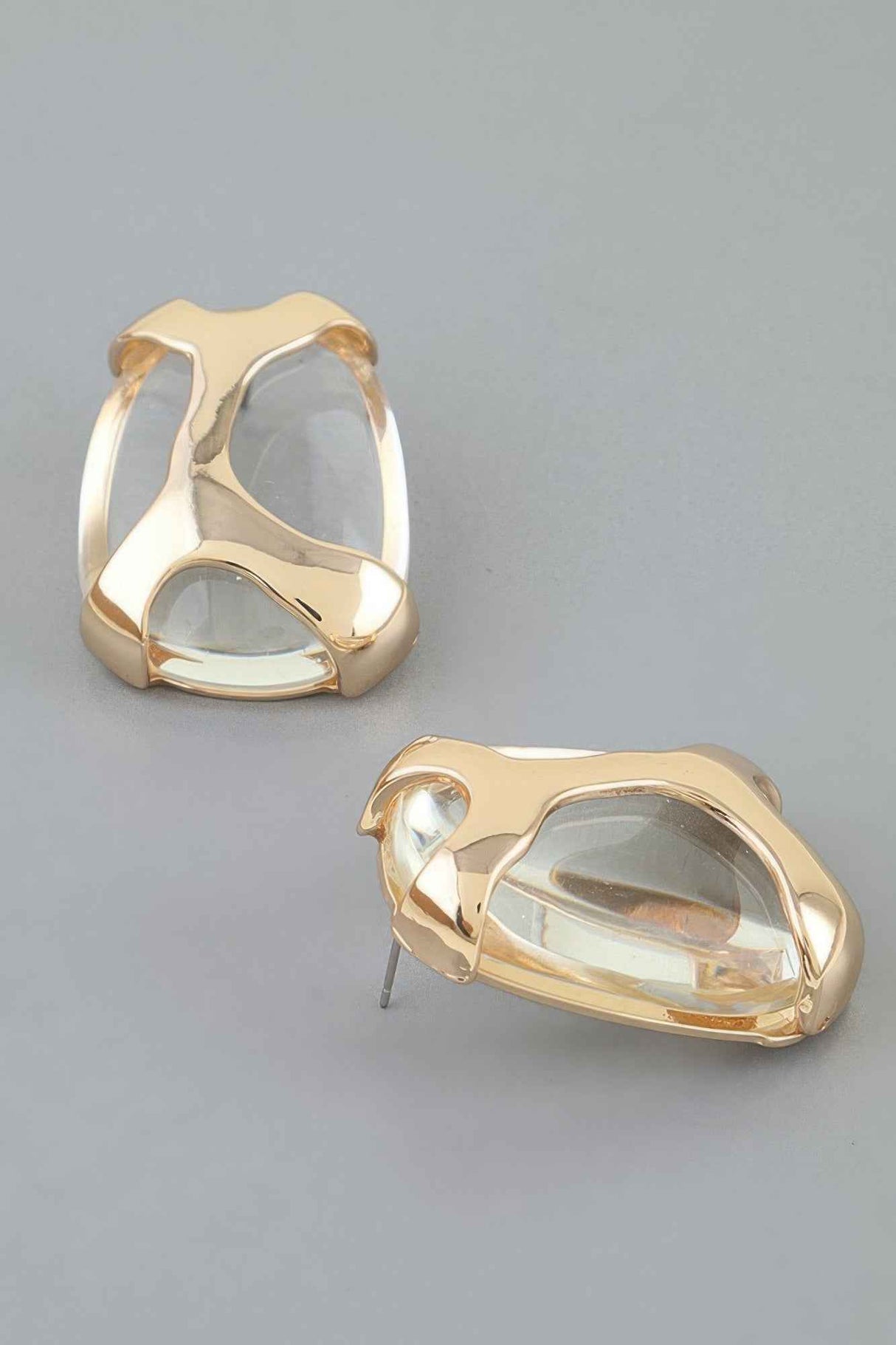 Polished Transparent Stone Earrings