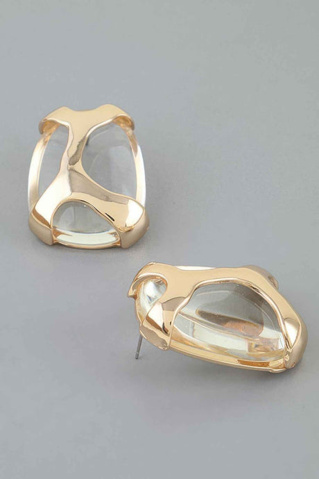 Polished Transparent Stone Earrings