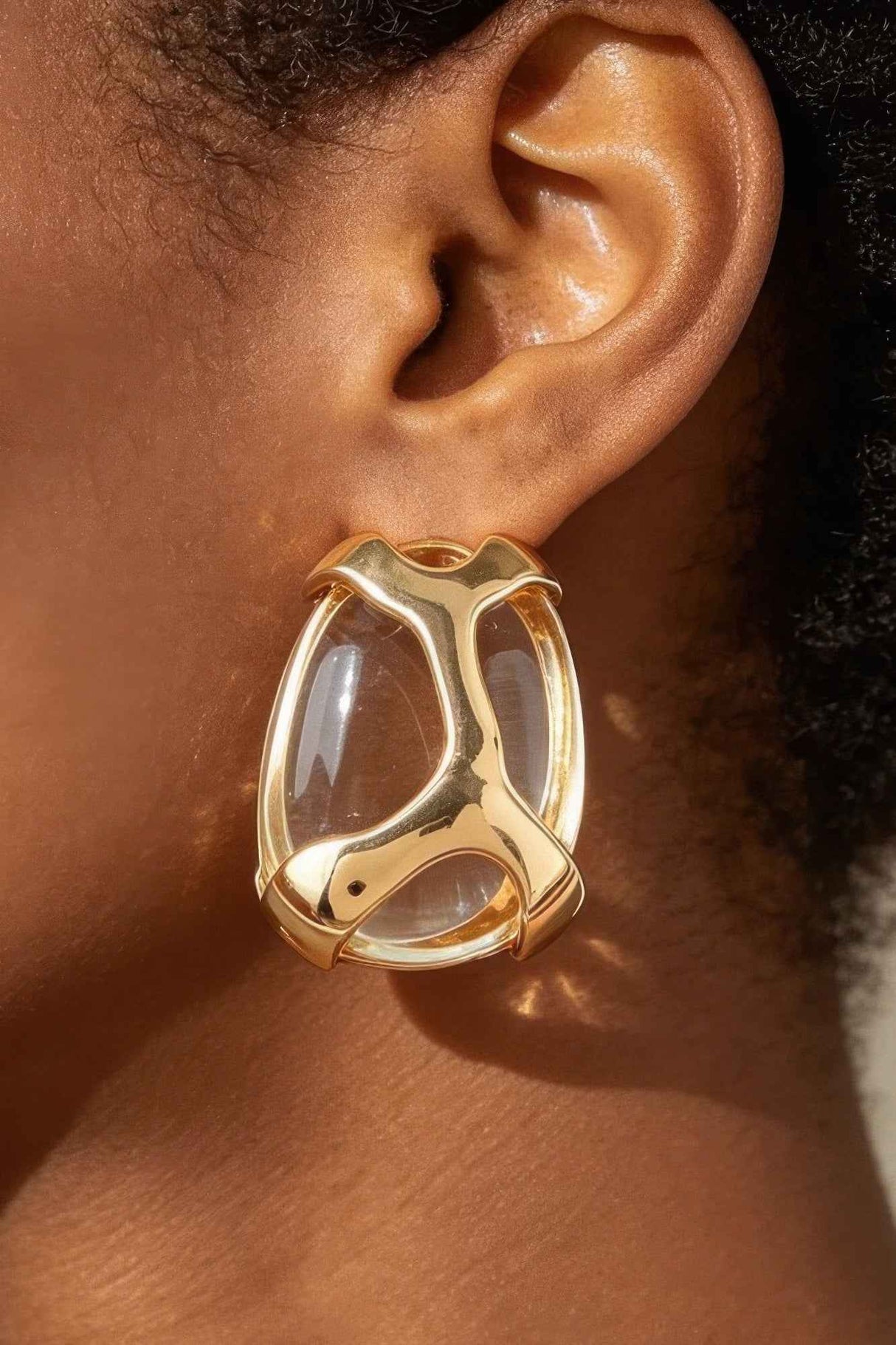 Polished Transparent Stone Earrings