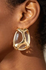 Polished Transparent Stone Earrings