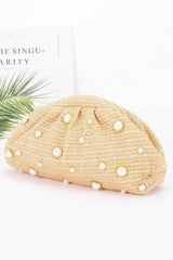 Faux Straw Pearl Clutch