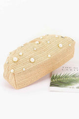 Faux Straw Pearl Clutch