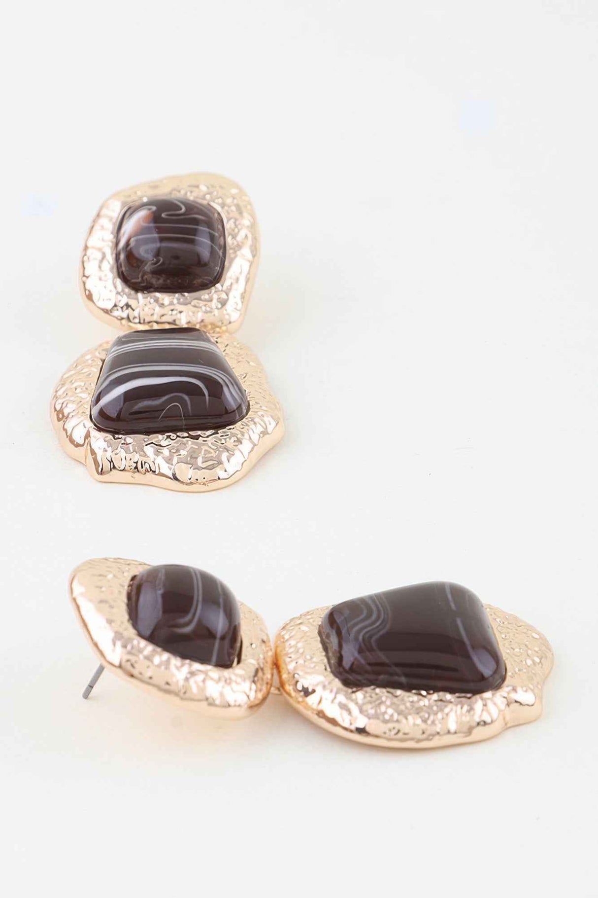 Hammered Marble Stone Drop Earrings