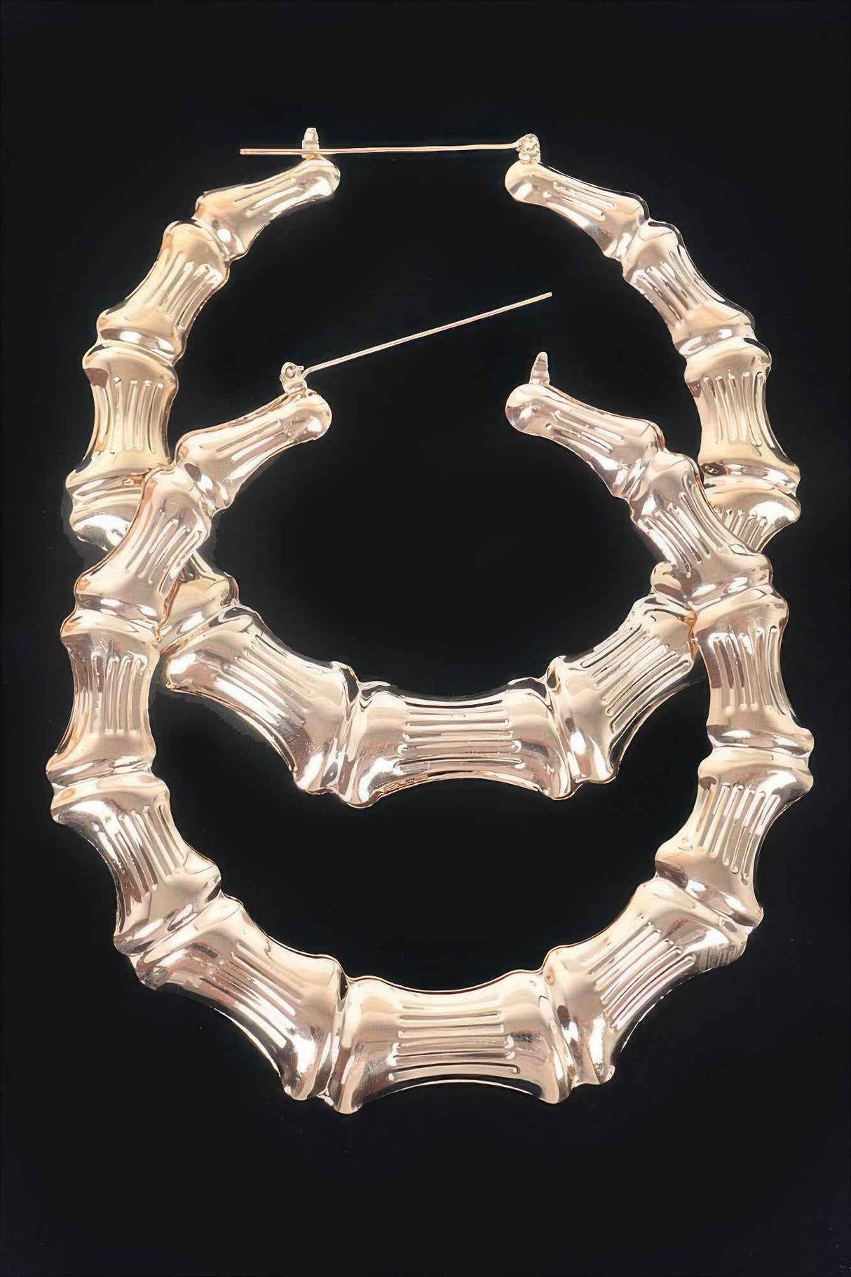 Bamboo Metal 10cm Hoop Earring