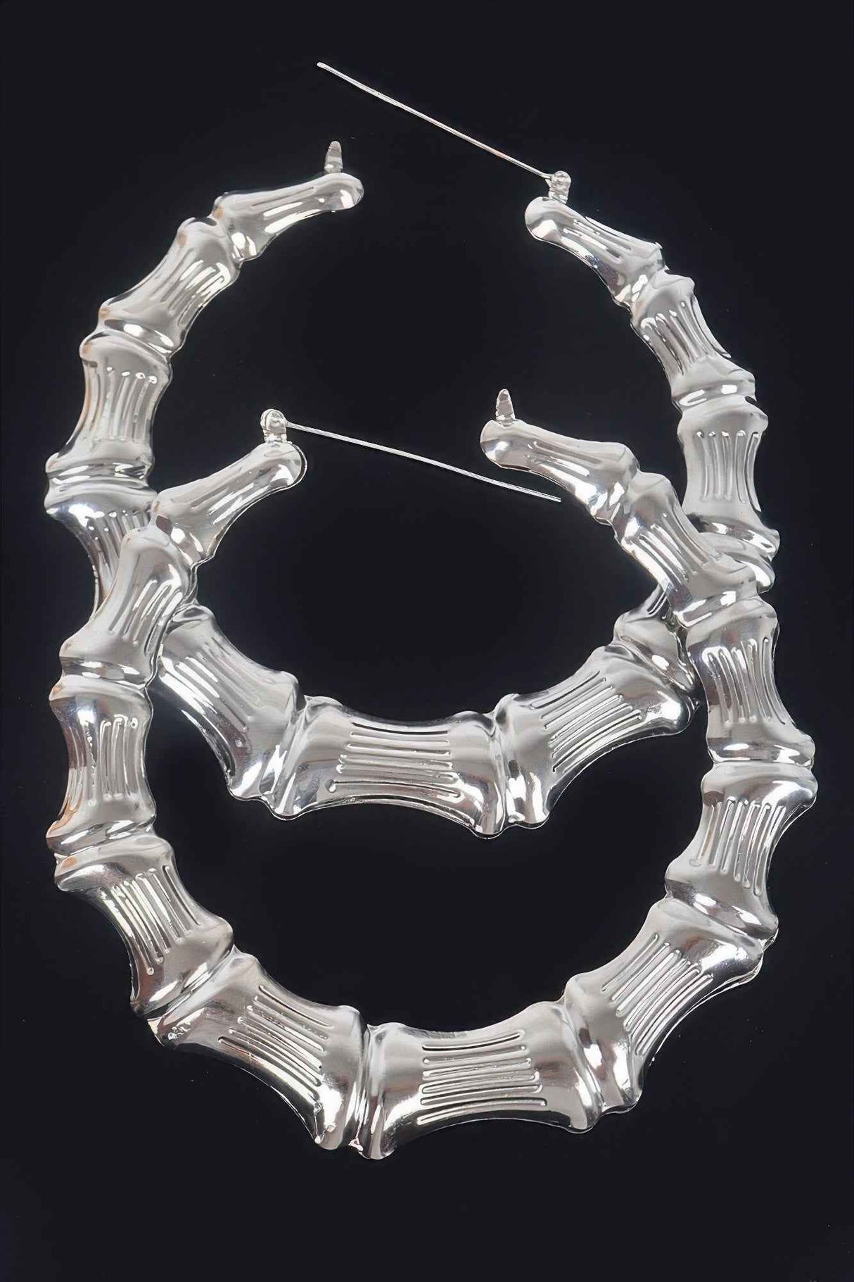 Bamboo Metal 10cm Hoop Earring