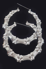 Bamboo Metal 10cm Hoop Earring