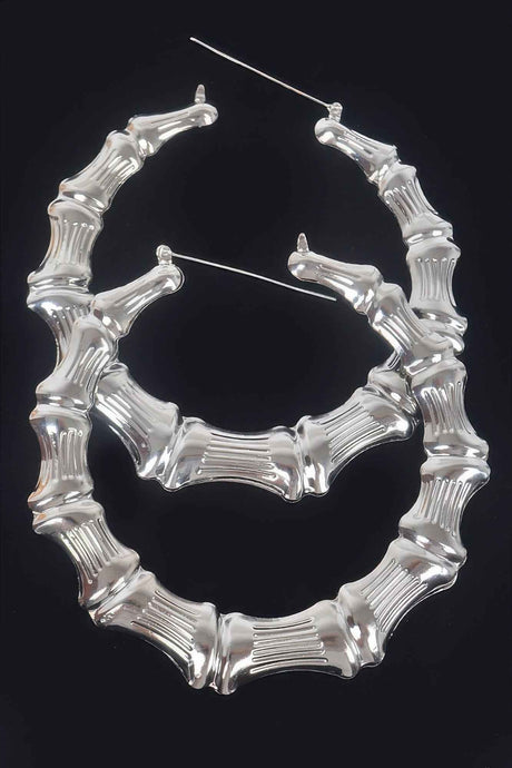 Bamboo Metal 10cm Hoop Earring