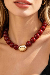 Polished Marble Beaded Pendant Necklace