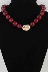 Polished Marble Beaded Pendant Necklace