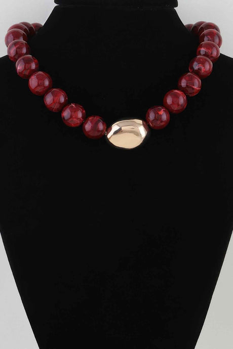 Polished Marble Beaded Pendant Necklace