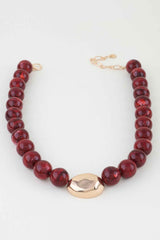 Polished Marble Beaded Pendant Necklace