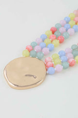 Triple Beaded Disc Statement Necklace