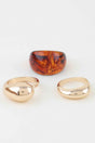 Modern Polished Marble Stone Rings Set
