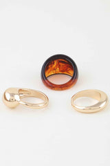 Modern Polished Marble Stone Rings Set