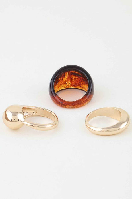 Modern Polished Marble Stone Rings Set