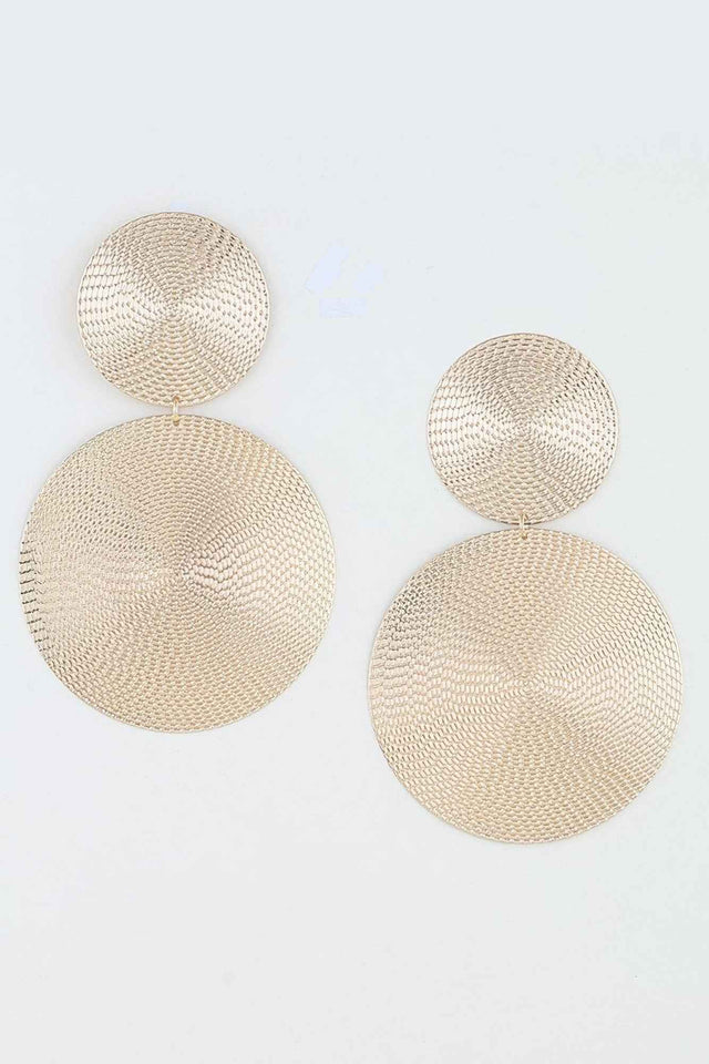 Polished Engraved Weave Disc Earrings