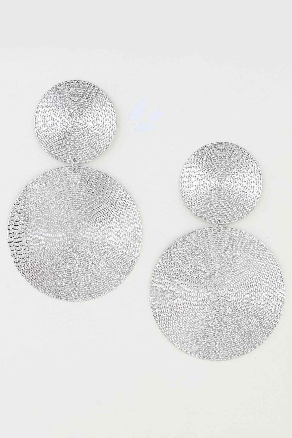 Polished Engraved Weave Disc Earrings