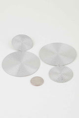 Polished Engraved Weave Disc Earrings