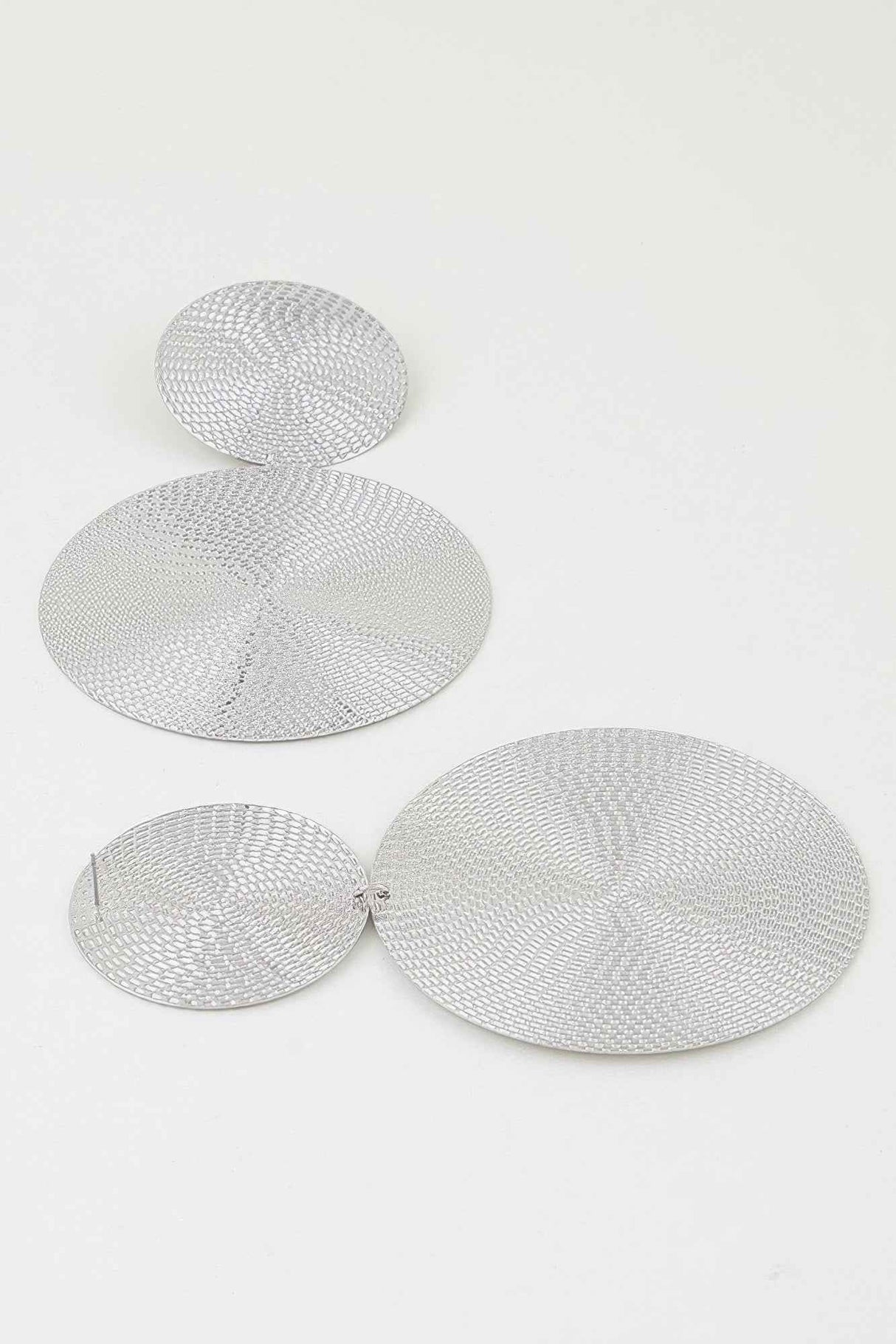Polished Engraved Weave Disc Earrings
