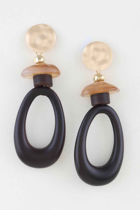 Modern Stone Open Drop Earrings
