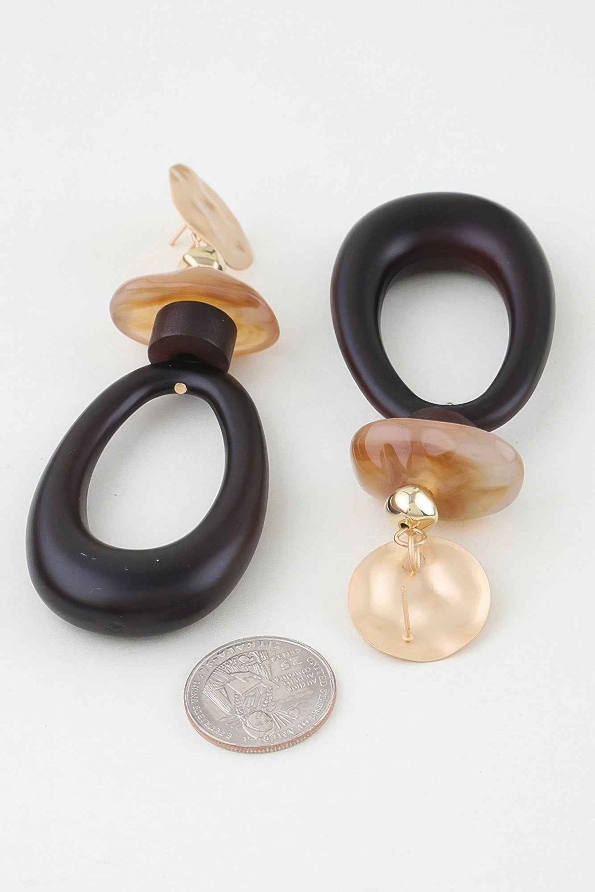 Modern Stone Open Drop Earrings