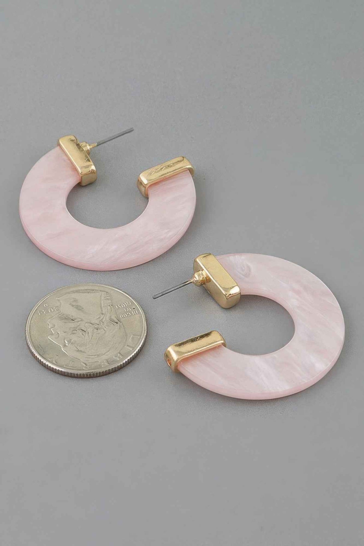 Marble Stone Open Hoop Earrings