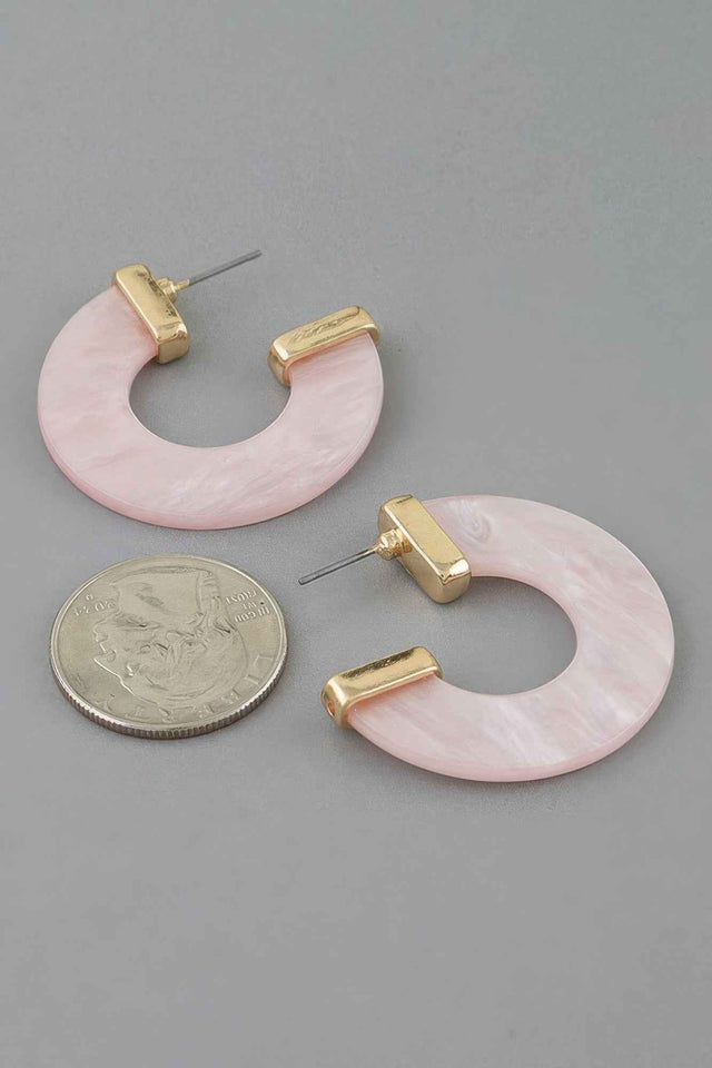 Marble Stone Open Hoop Earrings