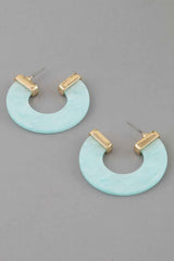 Marble Stone Open Hoop Earrings