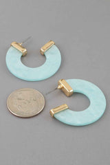 Marble Stone Open Hoop Earrings