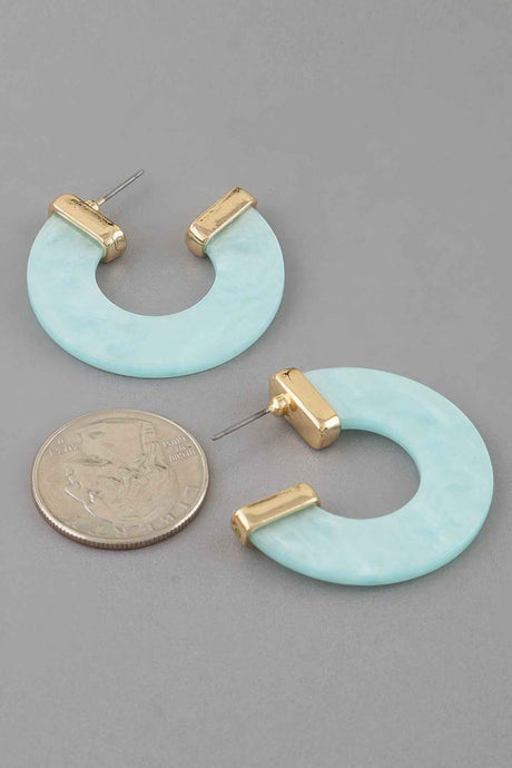 Marble Stone Open Hoop Earrings