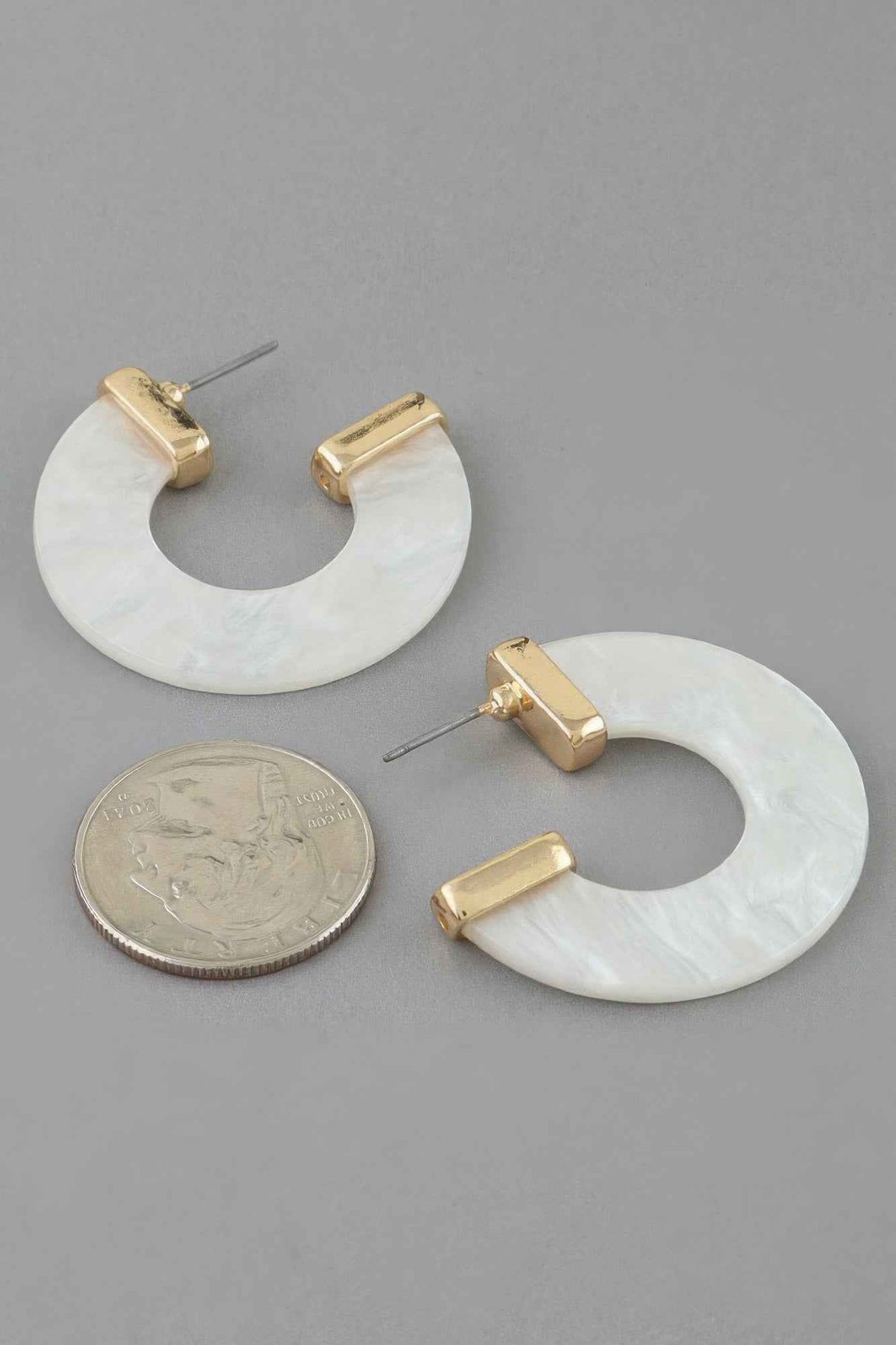 Marble Stone Open Hoop Earrings