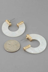 Marble Stone Open Hoop Earrings