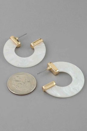 Marble Stone Open Hoop Earrings