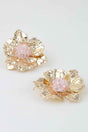 Hammered Crystal Beaded Flower Earrings